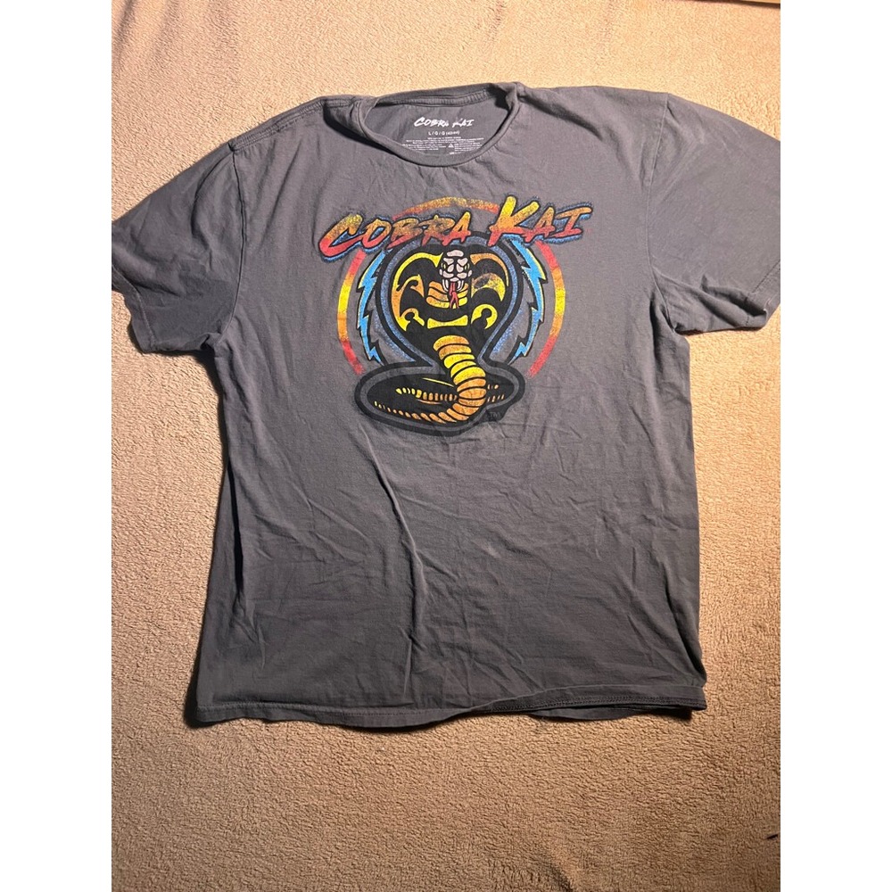 Cobra Kai‎ Men LG Gray First Strike Karate Kid Sony Pic Crew Neck Tee Shirt